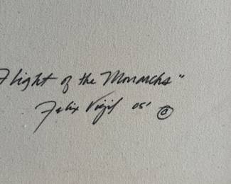 Felix Vigel, "Flight of the Monarchs," Signed on Back By Artist. Measures 24" x 24". Photo 2 of 3.