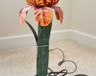Metal Tole Iris Table Lamp. Photo 1 of 2.
