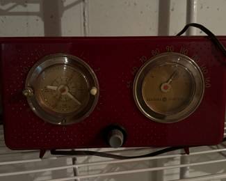 Crimson Red General Electric Retro AM Clock Radio Model 566.
