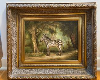 Portrait of a Zebra. Oil on Canvas. Signed by Artist.