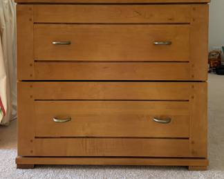 Crate & Barrel Oak Two Drawer File Cabinet. Measures 32" W x 16" D x 28" H. Photo 1 of 2.