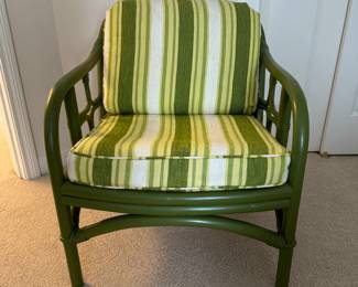 Vintage Green Faux Bamboo Armchair. Measures 25" W x 28" D. Photo 1 of 2.