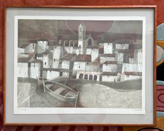 "Mujer Au Village," Serigraph # EA 20/75. Signed By Artist, Sunol Alvar. Measures 29.5" x 21.5" Not Including Frame; 34" x 27" Including Frame. Photo 1 of 3.