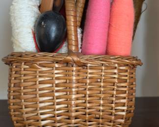 Basket of Yarn & Yarn Holders.