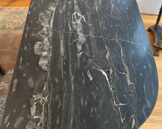 Iron Scroll "Lyric" Style Console with Marble Top. Photo 5 of 5.