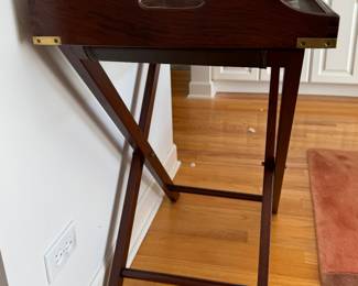 Ralph Lauren Style Tray Table Bar Table with Brass Trim. Photo 2 of 3.