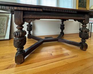 Vintage Hand-Carved Jacobean Refractory Dining Table. Photo 1 of 5.