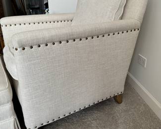 Crate & Barrel Club Chair with Nailhead Trim & Matching Ottoman. Photo 2 of 4.