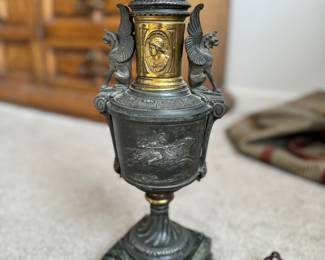 Neoclassical Bronze Lamp with Griffin Adornments.