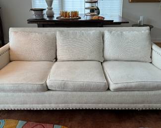 Crate & Barrel Three-Seat Sofa With Nailhead Trim. Measures 80" W x 34" D. Photo 1 of 3.