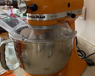Orange Kitchenaid Mixer.