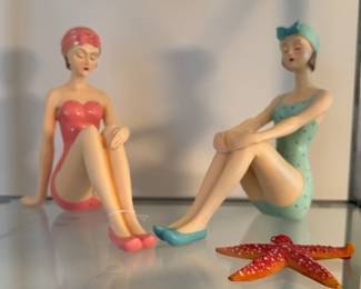 Pair of Bather Figurines & Starfish Set.