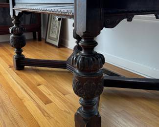 Vintage Hand-Carved Jacobean Refractory Dining Table. Photo 4 of 5.