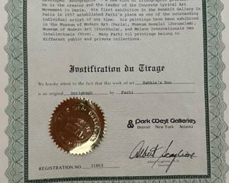 "Ruthie's Run," Serigraph Edition 107/250. Signed By Artist, Farhi. Photo 4 of 4.