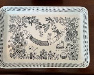 Arabia Of Finland - Emilia Pattern. Pieces Include 12 Luncheon Plates & Cup Sets, Salt & Pepper, Pitcher, 3 Serving Pieces. Photo 6 of 6.