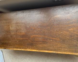 Hand-Carved Wood Blanket Chest. Measures 39.5" Wx 16.5" D x 16" H. Photo 4 of 4.