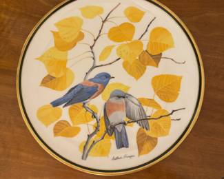 Franklin Porcelain Birds of the World Plate - Western Bluebird. Photo 1 of 2.