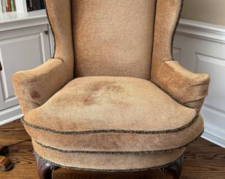 Vintage Upholstered Wing Back Chair With Pad Feet. Photo 1 of 5.
