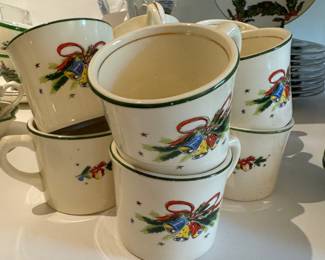 Georges Briard (Deck The Halls) China: 8 Dinner Plates, 8 Salad Plates, 10 Cups. Photo 2 of 3.