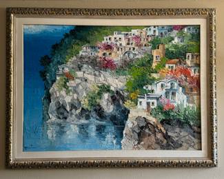 "Positano," Original Oil on Canvas Signed By Artist, Antonio Di Viccaro. Photo 1 of 3.
