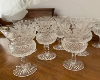 Edinburgh Scotland Cut Crystal Wine Glasses - Thistle Pattern. Photo 1 of 3.