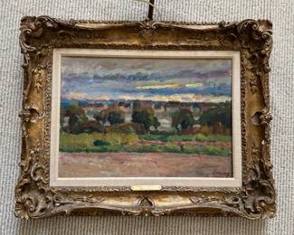 "Lavacourt," Oil On Canvas. Signed by Artist Abel Lauvray (1870 - 1950). Measures 18" W x 13" H. Circus 1940s. Photo 1 of 4.