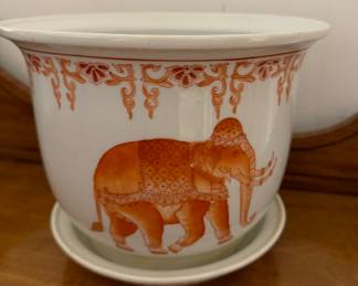Neiman Marcus Elephant Cachepot with Under Plate. Photo 1 of 2.