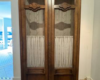 Fabric & Mesh Wire Front Cabinet with Interior Lighting - 2 Available.