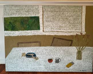 "Afternoon Snack" Oil & Oil Pastel on Board. Signed By Artist, Alexandra Adams.