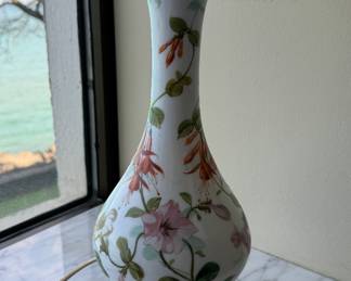 Floral Porcelain Vase Turned Lamp. Photo 2 of 2.