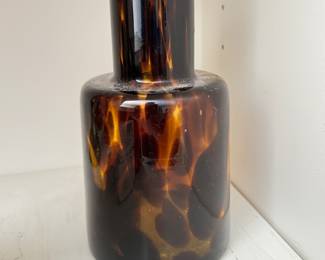 Vintage Murano Faux Tortoise Glass Decanter.