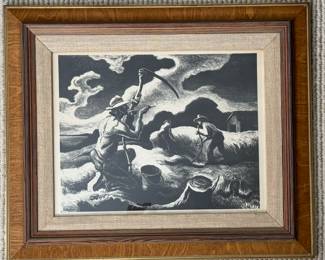 "Island Hay," Original Lithograph Signed By Artist Thomas Hart Benton. Photo 1 of 3.