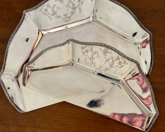 Stork Mortimer & Hunt Nickle Silver Crumb Trays. Photo 1 of 2.