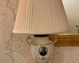 Vintage Porcelain Dr. Martin Luther Portrait Vase Turned Lamp (1483-1546)" With "Ein Feste Burg Ist Unser Gott" (A Mighty Fortress Is Our God) Inscription. Photo 1 of 2.