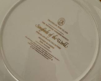 Franklin Porcelain Songbirds of the World Plate - Western Bluebird. Photo 2 of 2.