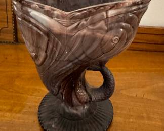 Purple Slag Glass Fish Bowl. Photo 1 of 2.