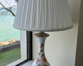 Floral Porcelain Vase Turned Lamp. Photo 1 of 2.