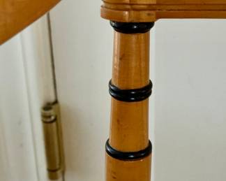 Vintage Baker Furniture Faux Bamboo Game Table. & Cane Seat Chair Set. One Seat Needs To Be Re-caned. Ask Us For Resources. Photo 10 of 12.