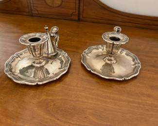 Stork Mortimer & Hunt Chamber Sterling Silver Candlesticks. Photo 1 of 3.
