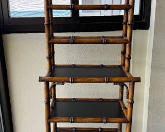 Vintage Faux Burnt Pagoda Style Bamboo Etagere. Photo 1 of 4.