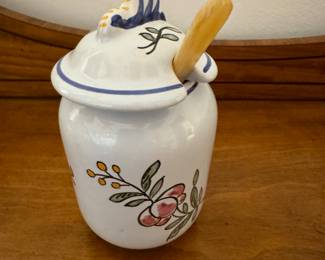 "Quimper Style" Italian Honey Pot. Photo 1 of 2.