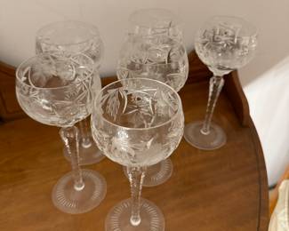 Cut Glass Claret Glasses. Photo 2 of 2.