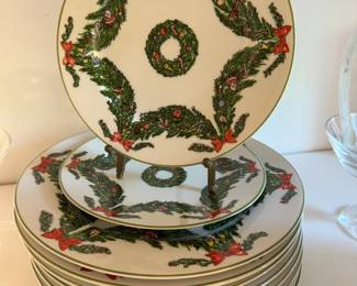 Georges Briard (Deck The Halls) China: 8 Dinner Plates, 8 Salad Plates, 10 Cups. Photo 1 of 3.