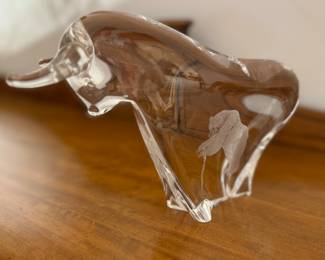 Crystal Bull Sculpture Signed By Artist. Photo 2 of 3.