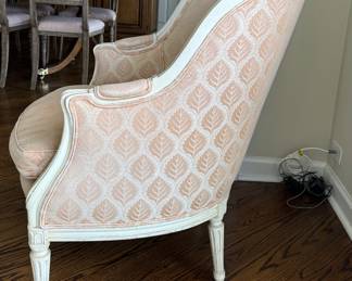 Vintage Gustavian-Style "Barrel" Chair Upholstered In Neutral Upholstery. Photo 2 of 4.