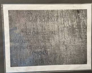 "Two Chapels & Panoramic View of White Village (Mykonos), Luis Oroz #9/200. Oil On Canvas. Measures 30" x 40". Photo 3 of 3.