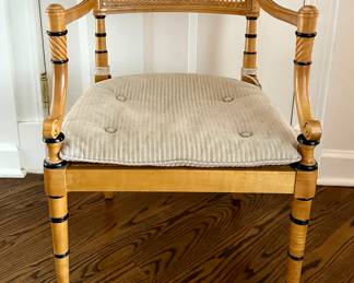 Vintage Baker Furniture Faux Bamboo Game Table. & Cane Seat Chair Set. One Seat Needs To Be Re-caned. Ask Us For Resources. Photo 6 of 12.