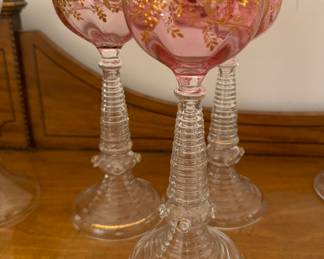 Bohemian Art Glass Wine Glasses. Photo 1 of 2.