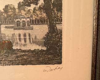 "Château de Fontainebleau" Original Etching Signed By Artist. Photo 3 of 3.