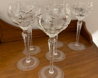 Cut Glass Claret Glasses. Photo 1 of 2.